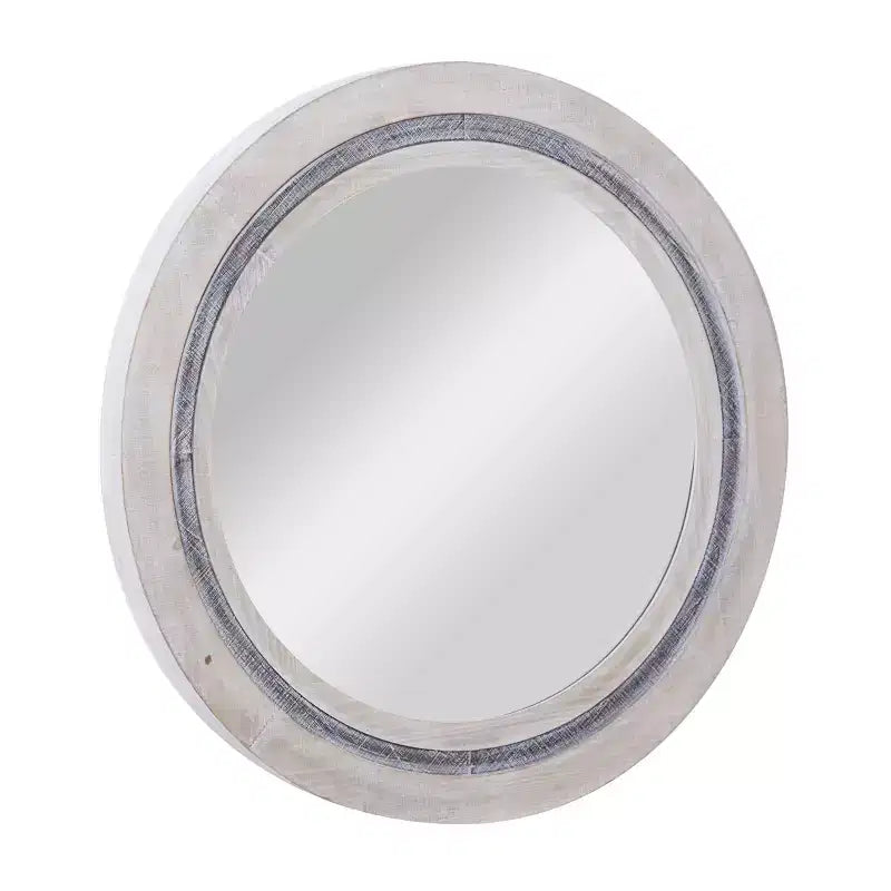 Miroir mural artisanal en bois blanc vieilli; Mai : style rustique, cadre en MDF, aucun assemblage requis