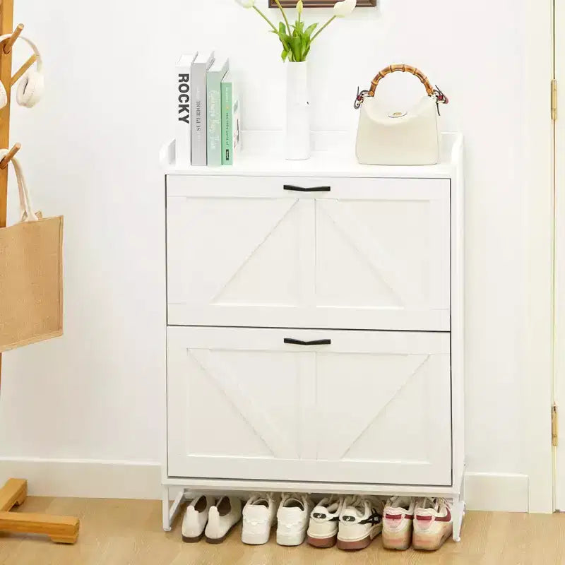 Organisateurs et Rangement pour Armoire à Chaussures, Range-chaussures caché avec 2 Portes à Abattants, Armoire à Chaussures Haute et Étroite, Organisateur de Chaussures pour Entrée, Couloir