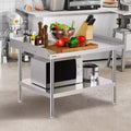 Table de travail en acier inoxydable, table de préparation alimentaire commerciale de 30 x 36 x 26 pouces, table de préparation robuste avec dosseret sur 3 côtés, table de travail en métal
