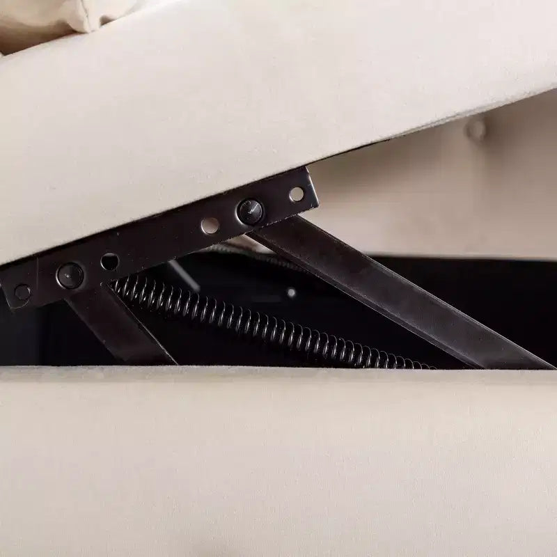 Chaise longue en velours avec rangement caché, accoudoirs roulés et coussin, style Chesterfield