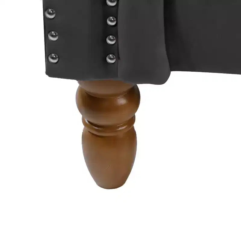 Chaise longue en velours avec rangement caché, accoudoirs roulés et coussin, style Chesterfield