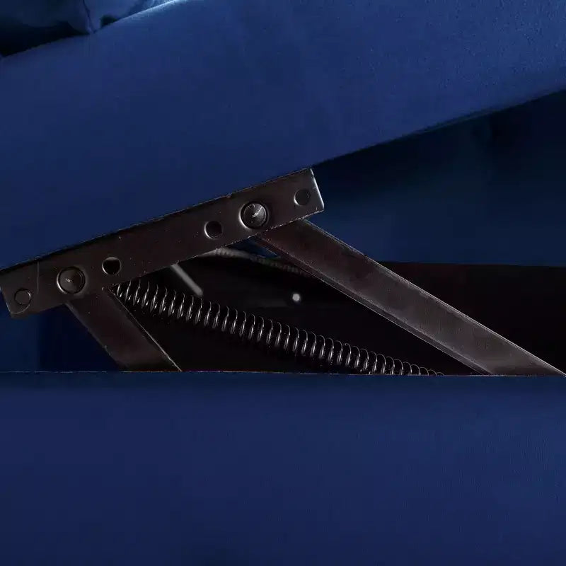 Chaise longue en velours avec rangement caché, accoudoirs roulés et coussin, style Chesterfield