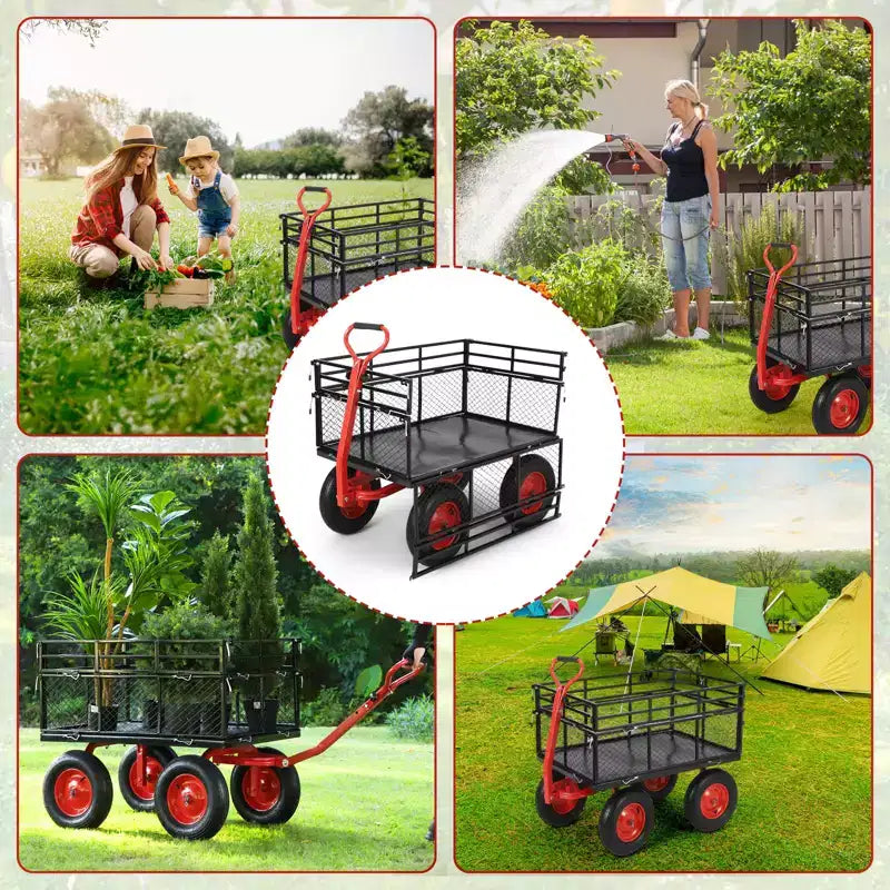 Diable de jardin en acier robuste, 400 kg, roues de 10 pouces