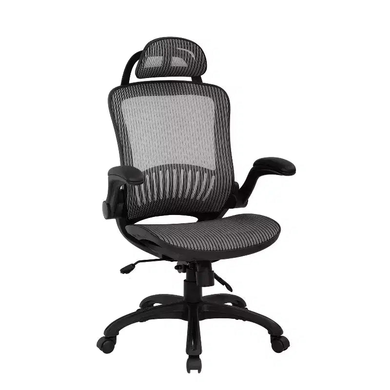 Chaise de bureau ergonomique en maille avec dossier haut, accoudoirs et hauteur réglables