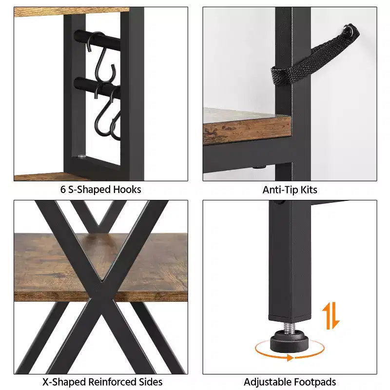 Étagère de boulanger à 6 niveaux avec pieds réglables pour cuisine