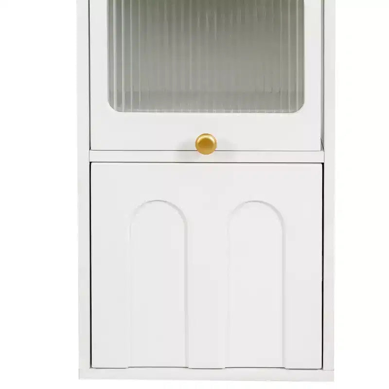 Meuble de rangement moderne de 180 cm de haut avec 2 tiroirs et portes vitrées