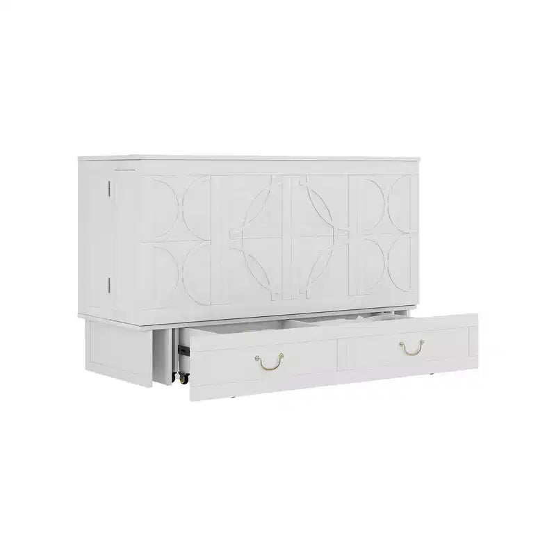 Lit escamotable Queen en bois massif avec chargeur intégré et tiroir robuste
