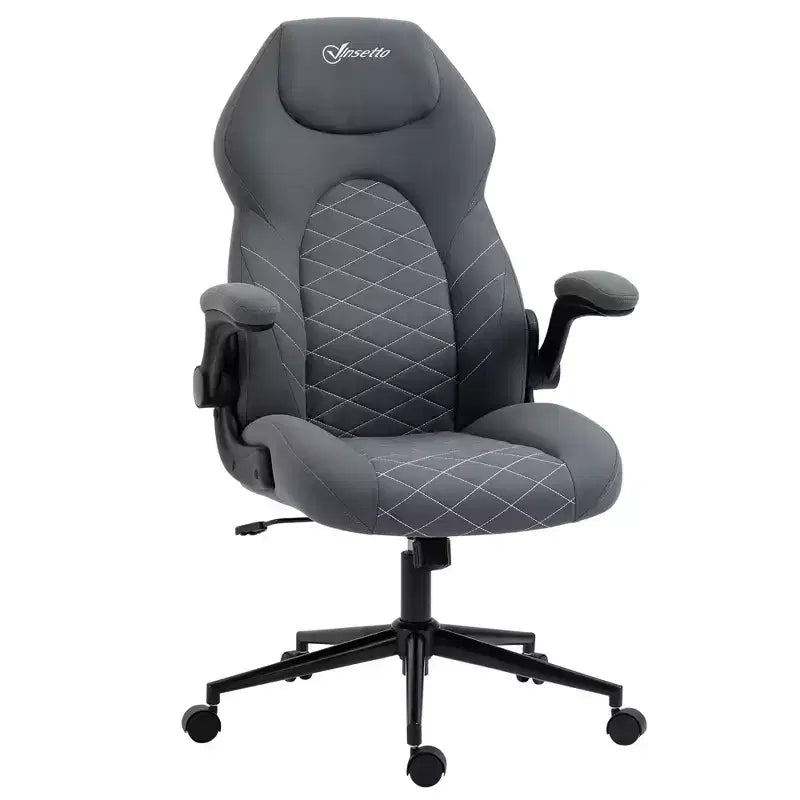 Chaise de bureau ergonomique à dossier haut avec roulettes, fauteuil de bureau avec accoudoirs relevables et hauteur réglable, chaise confortable pour l'étude, le bureau, gris