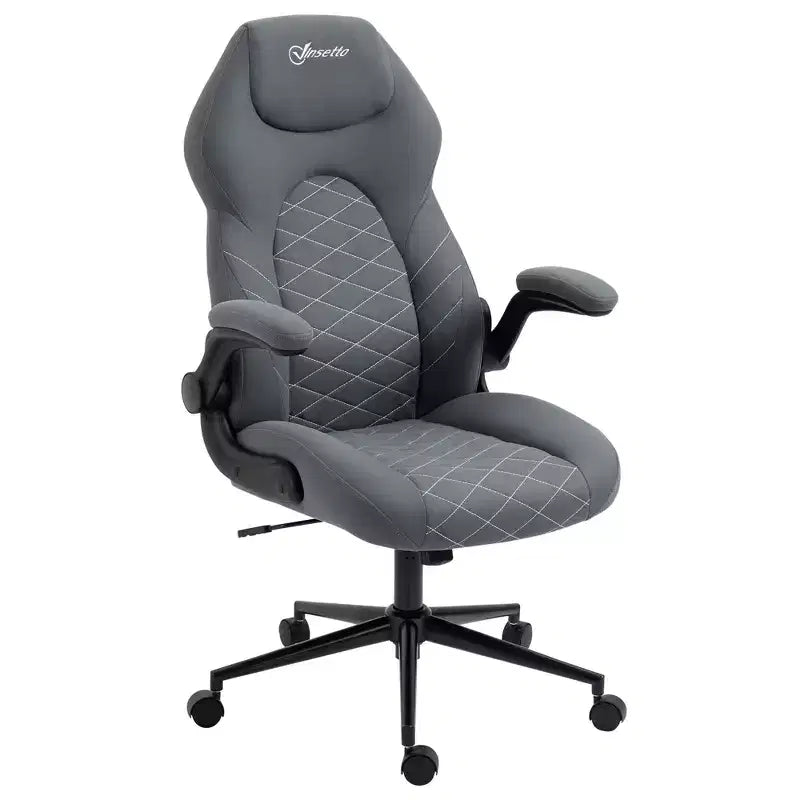 Chaise de bureau ergonomique à dossier haut avec roulettes, fauteuil de bureau avec accoudoirs relevables et hauteur réglable, chaise confortable pour l'étude, le bureau, gris