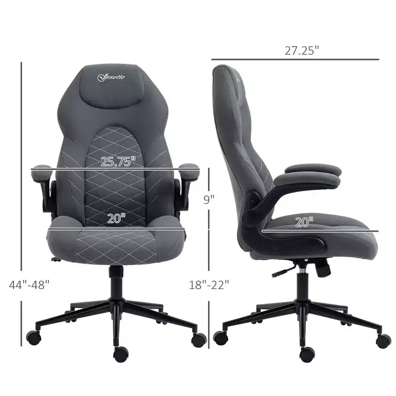 Chaise de bureau ergonomique à dossier haut avec roulettes, fauteuil de bureau avec accoudoirs relevables et hauteur réglable, chaise confortable pour l'étude, le bureau, gris