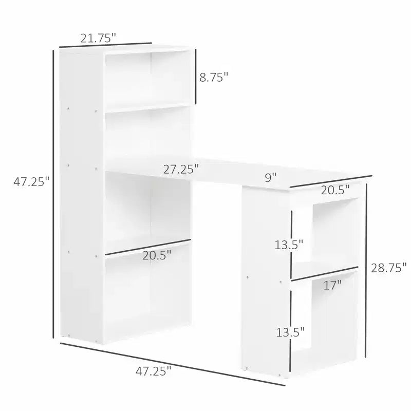 Bureau à domicile avec étagères de rangement à 6 niveaux
