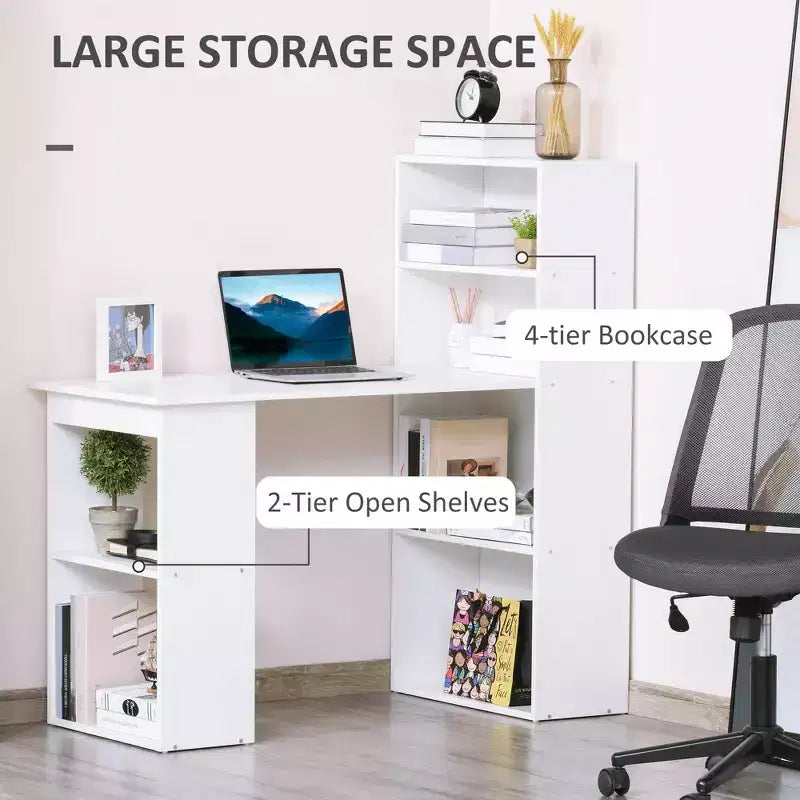 Bureau à domicile avec étagères de rangement à 6 niveaux