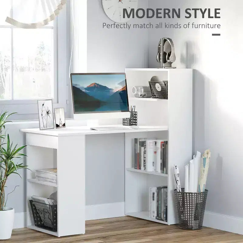 Bureau à domicile avec étagères de rangement à 6 niveaux