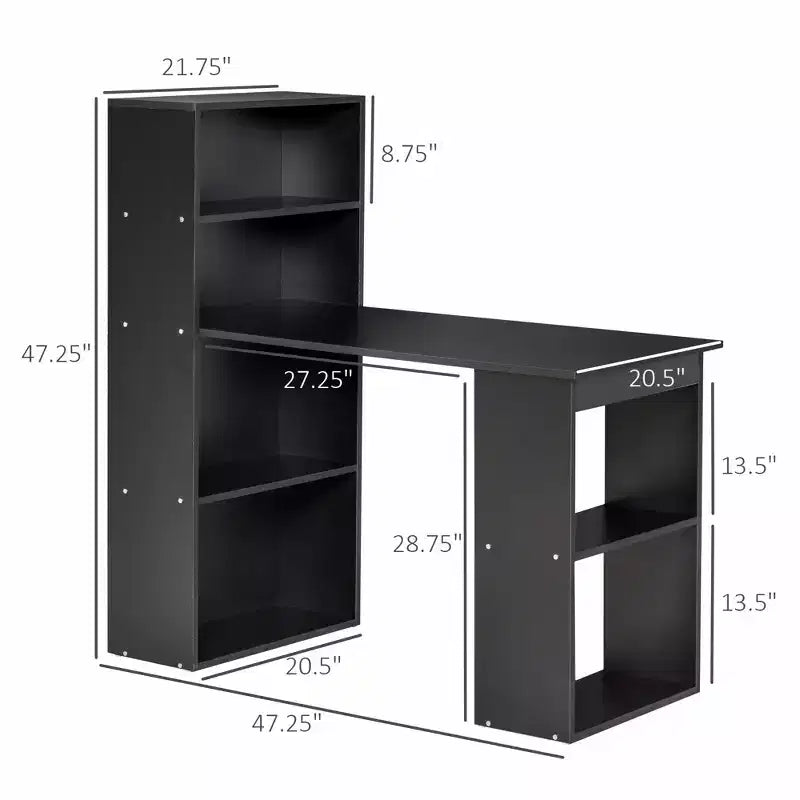 Bureau à domicile avec étagères de rangement à 6 niveaux