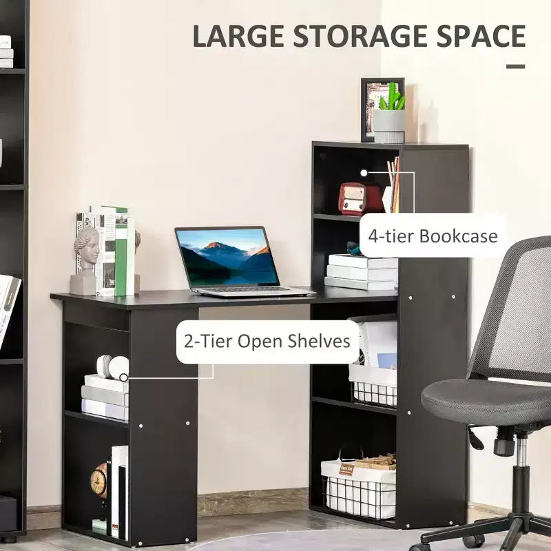 Bureau à domicile avec étagères de rangement à 6 niveaux