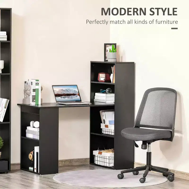 Bureau à domicile avec étagères de rangement à 6 niveaux