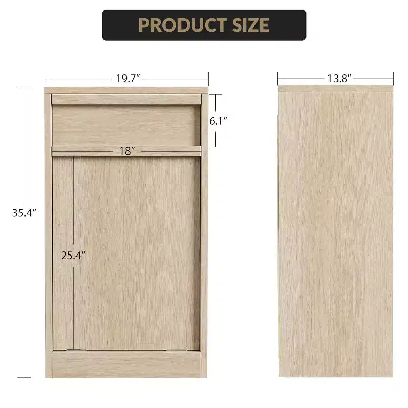 Meuble Poubelle Inclinable, Cache-Poubelle en Bois Naturel pour Bacs de 10/20 Gallons, Meuble Poubelle Anti-Animaux Moderne