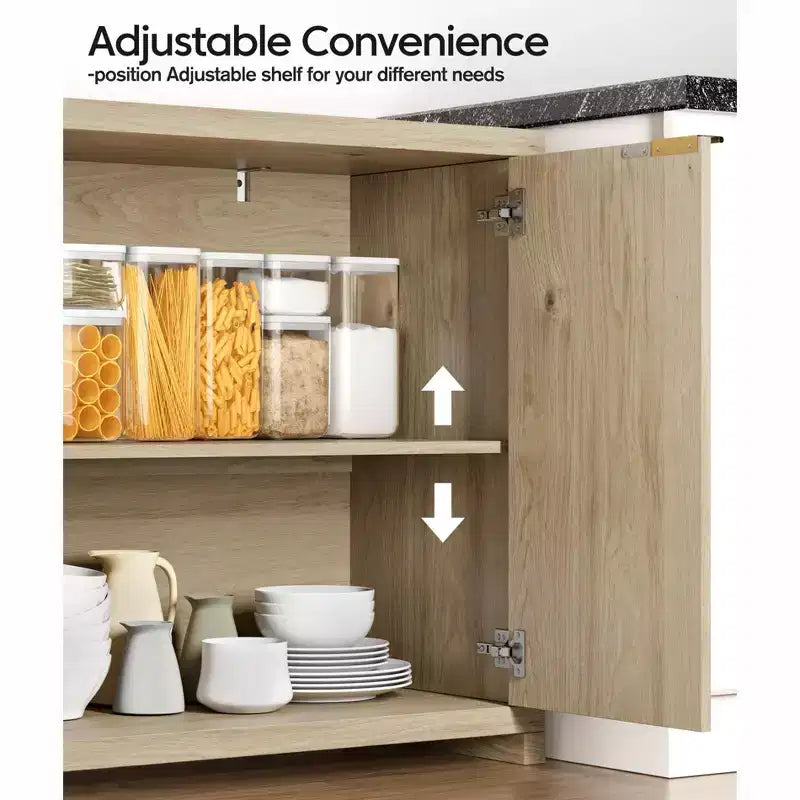Buffet moderne cannelé avec rangement, 4 portes à fermeture douce, étagères réglables, plateau épais, gestion des câbles, buffet de 40 cm de profondeur pour la cuisine