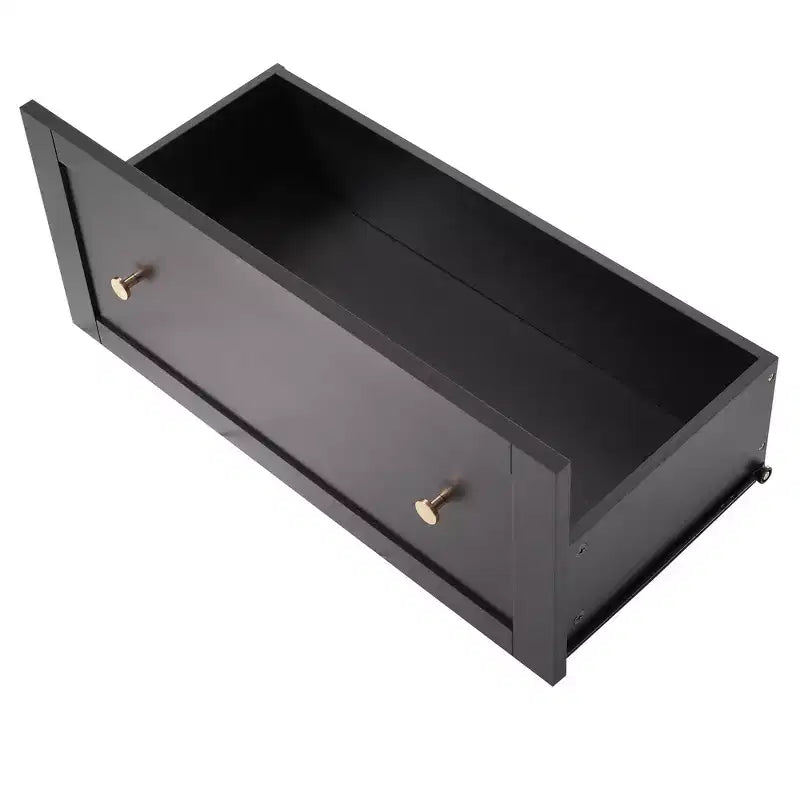 Meuble de rangement de salle de bain avec portes vitrées à fermeture douce, étagères réglables et 3 tiroirs