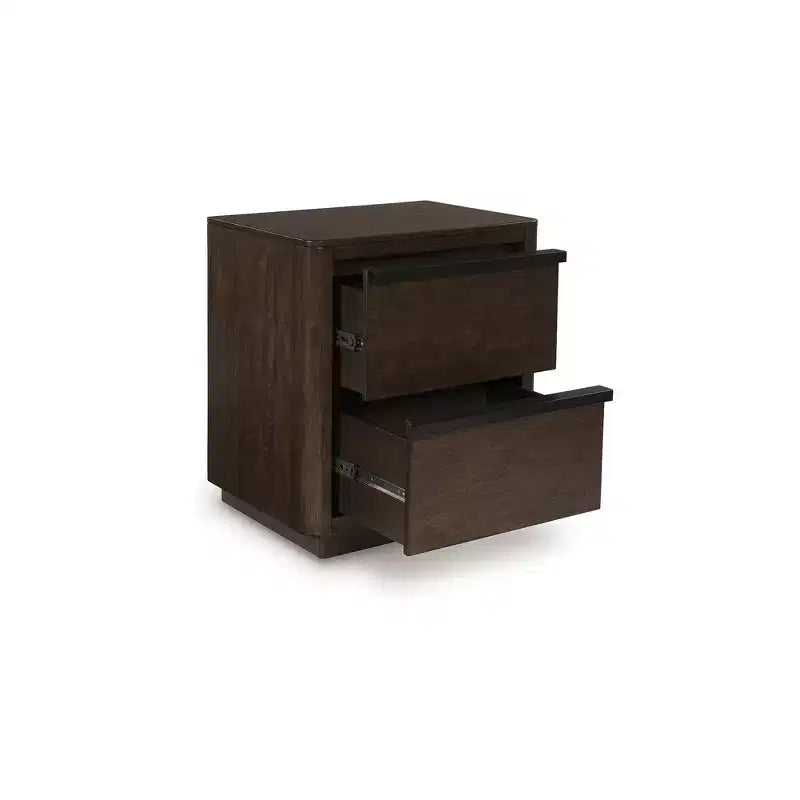 Table de chevet à 2 tiroirs marron foncé