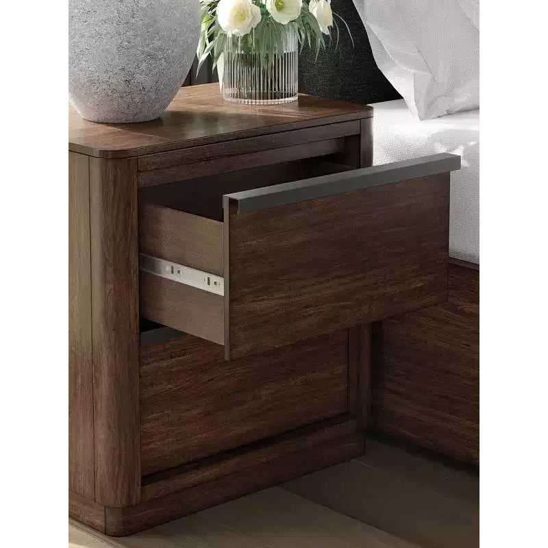 Table de chevet à 2 tiroirs marron foncé
