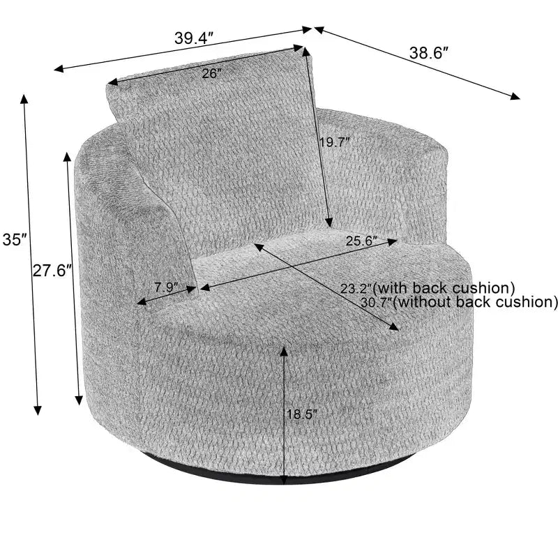 Fauteuil pivotant moderne à 360° - Fauteuil crapaud avec assise confortable, petit fauteuil de salon, bureau, appartement