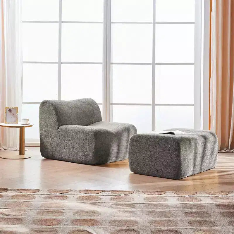 Canapé lounge moderne en mousse compressible avec repose-pieds, fauteuil d'appoint confortable pour chambre, salon, bureau