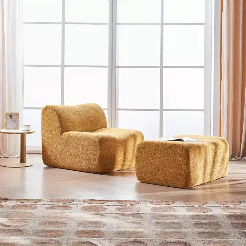 Canapé lounge moderne en mousse compressible avec repose-pieds, fauteuil d'appoint confortable pour chambre, salon, bureau