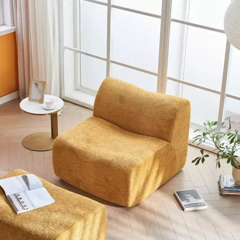 Canapé lounge moderne en mousse compressible avec repose-pieds, fauteuil d'appoint confortable pour chambre, salon, bureau
