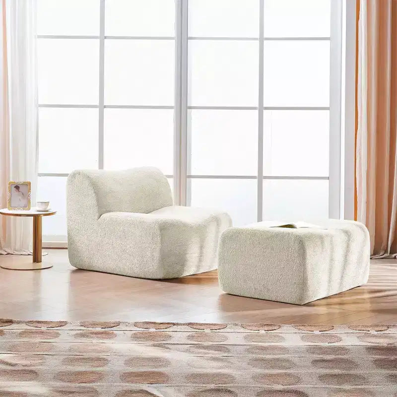 Canapé lounge moderne en mousse compressible avec repose-pieds, fauteuil d'appoint confortable pour chambre, salon, bureau