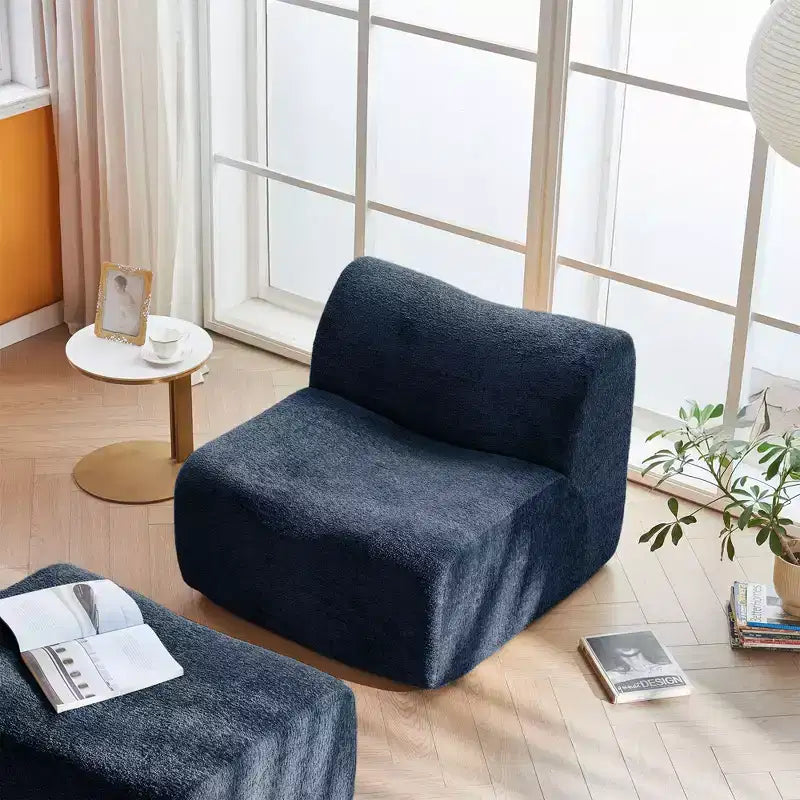 Canapé lounge moderne en mousse compressible avec repose-pieds, fauteuil d'appoint confortable pour chambre, salon, bureau