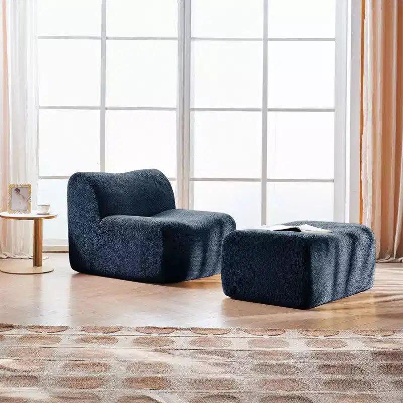 Canapé lounge moderne en mousse compressible avec repose-pieds, fauteuil d'appoint confortable pour chambre, salon, bureau