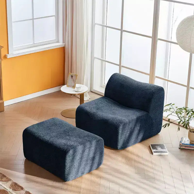 Canapé lounge moderne en mousse compressible avec repose-pieds, fauteuil d'appoint confortable pour chambre, salon, bureau