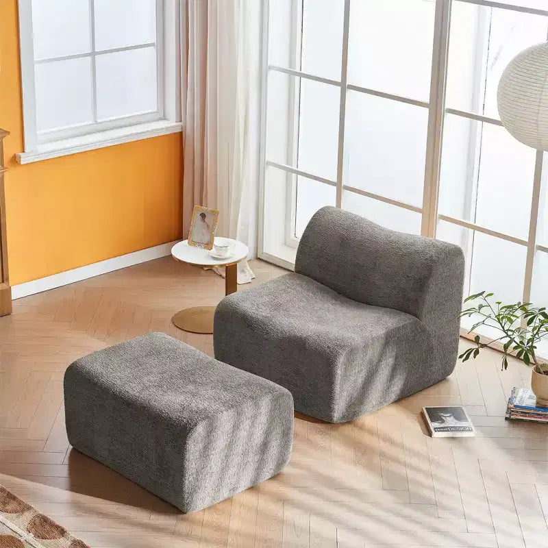 Canapé lounge moderne en mousse compressible avec repose-pieds, fauteuil d'appoint confortable pour chambre, salon, bureau