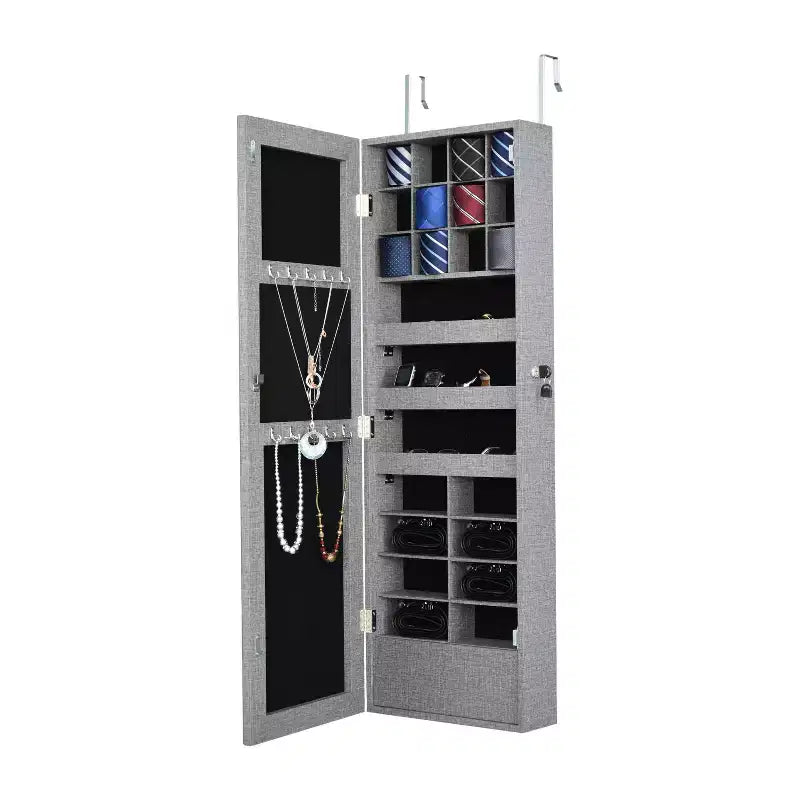 Miroir pleine longueur Moedern avec rangement pour bijoux, Miroir mural avec serrure de sécurité, Miroir de porte pour salon, dressing