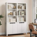 Étagère double large haute avec portes et étagère réglable, 5 niveaux