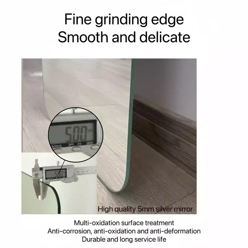 Miroir mural corps entier antidéflagrant, coins arrondis, 5 mm