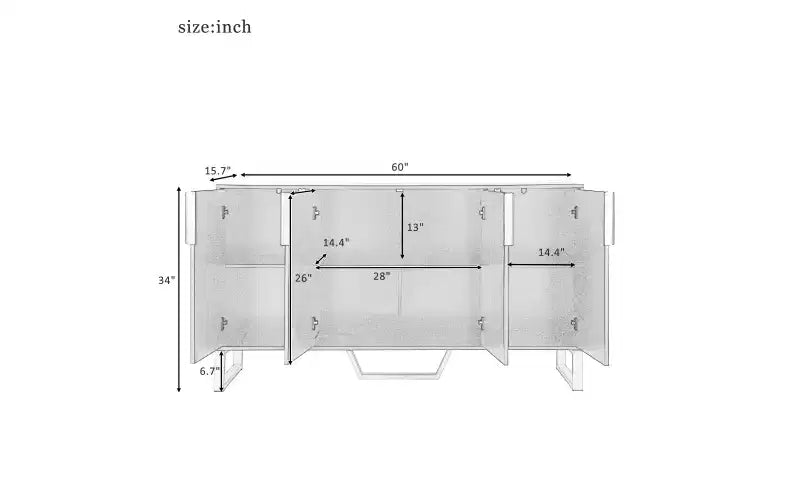 Bahut de rangement à 4 portes, meuble de bar à café, table console, noir
