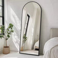 Miroir de plain-pied avec support en métal et trous de suspension