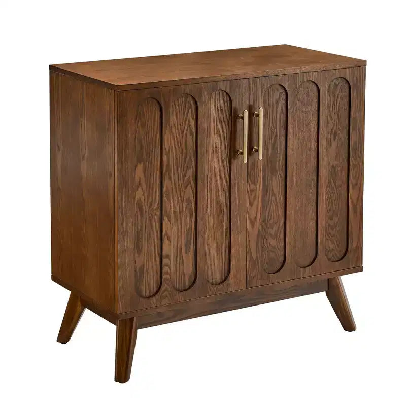 Meuble de rangement en bois Mid-Century avec portes doubles, brun
