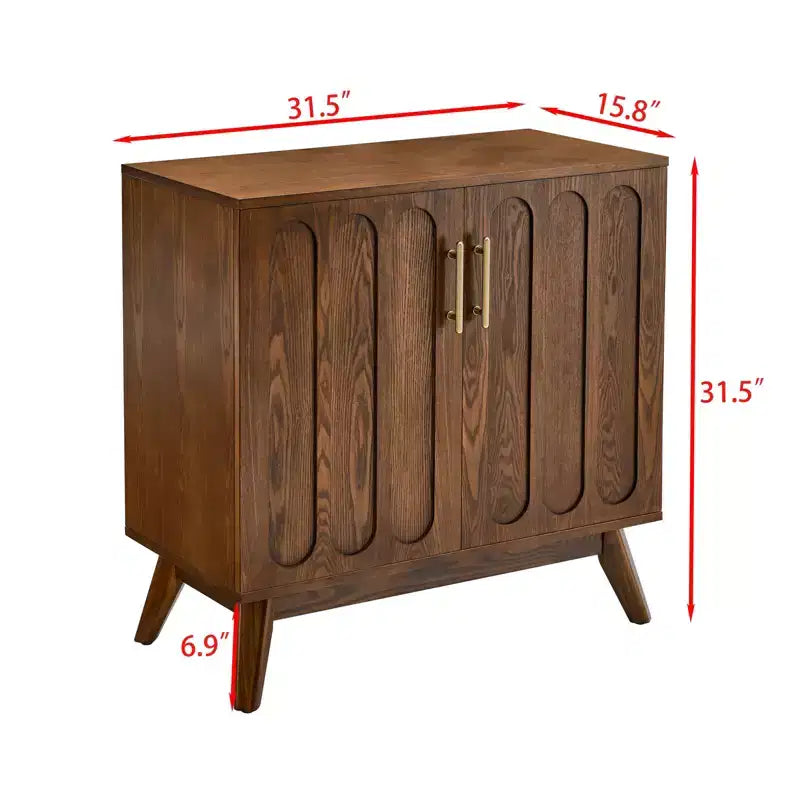 Meuble de rangement en bois Mid-Century avec portes doubles, brun