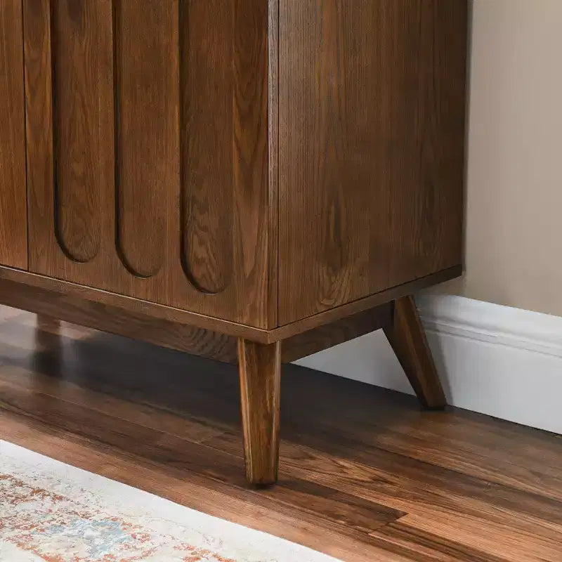 Meuble de rangement en bois Mid-Century avec portes doubles, brun