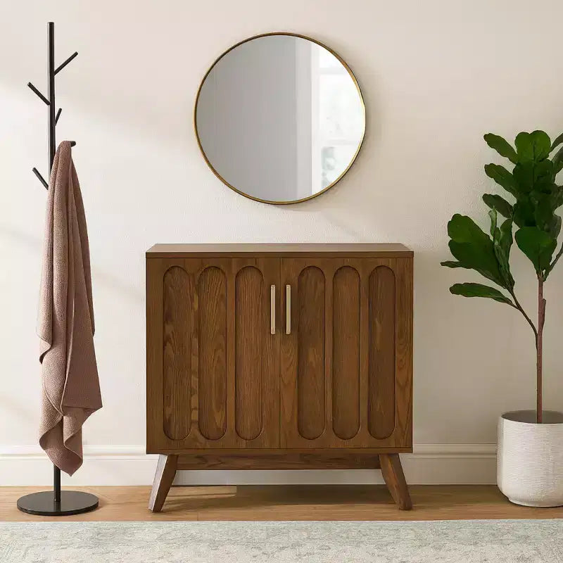 Meuble de rangement en bois Mid-Century avec portes doubles, brun