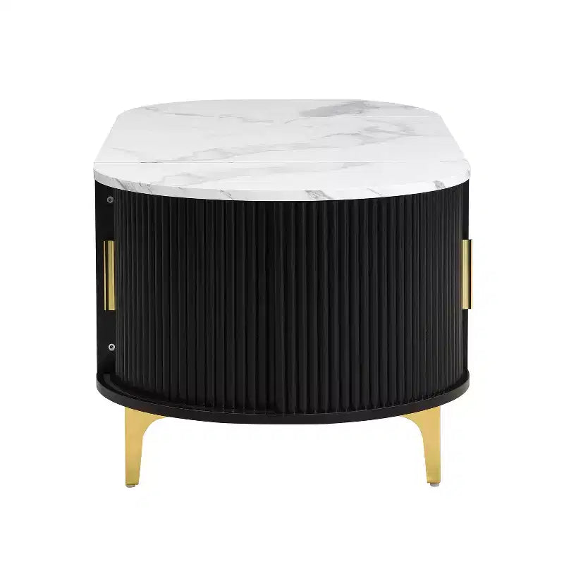 Table basse relevable avec rangement dissimulé et étagères coulissantes