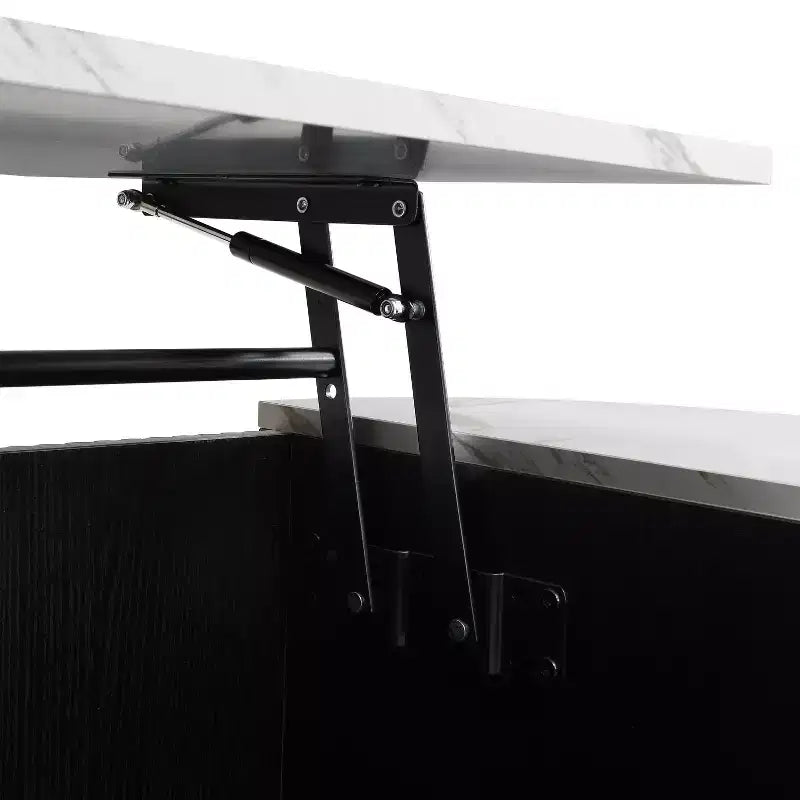 Table basse relevable avec rangement dissimulé et étagères coulissantes