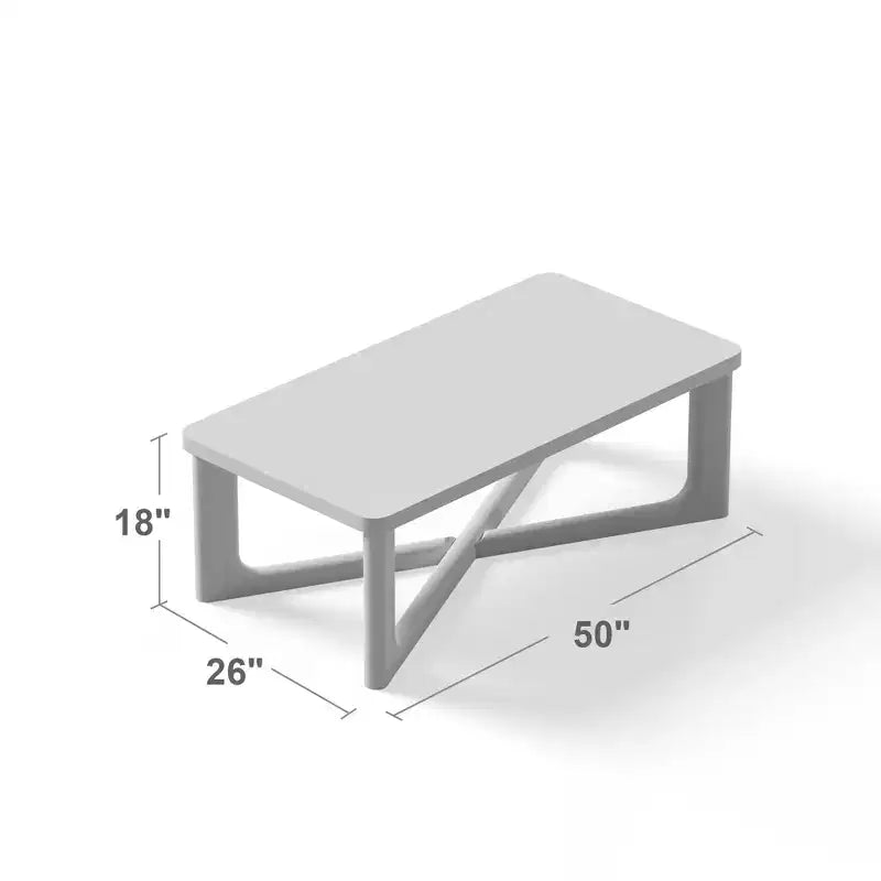 Table basse rectangulaire en bois massif de style campagnard, noire, pieds croisés