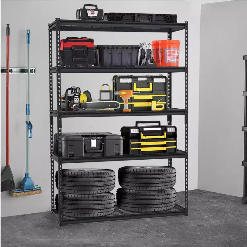 Étagères de garage robustes, étagères de rangement réglables à 5 niveaux, étagère métallique industrielle