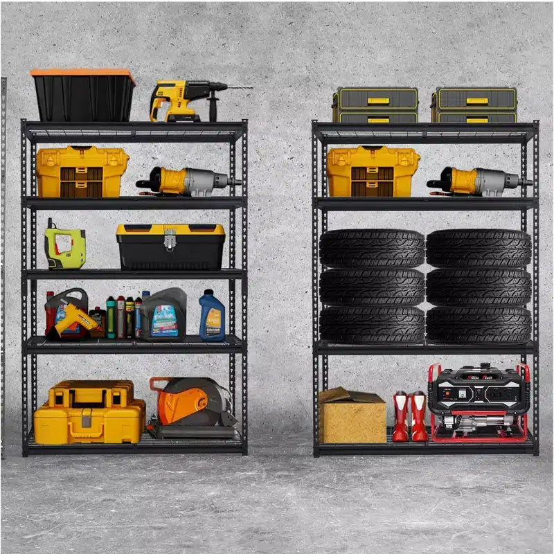Étagères de garage robustes, étagères de rangement réglables à 5 niveaux, étagère métallique industrielle