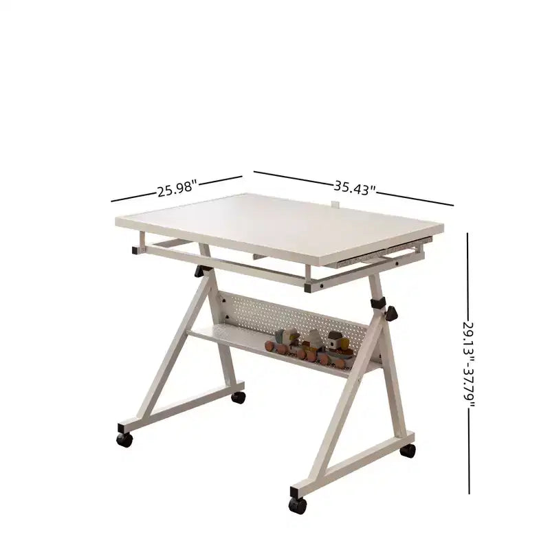 Table de puzzle en métal et bois modernes avec 4 tiroirs de rangement