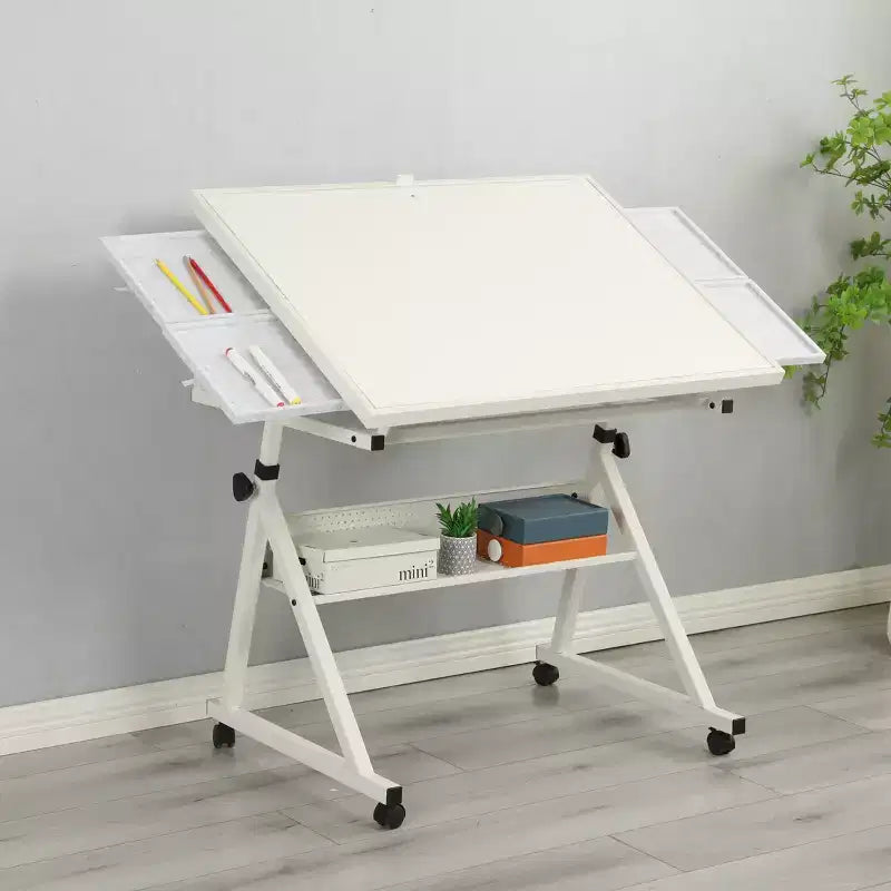 Table de puzzle en métal et bois modernes avec 4 tiroirs de rangement